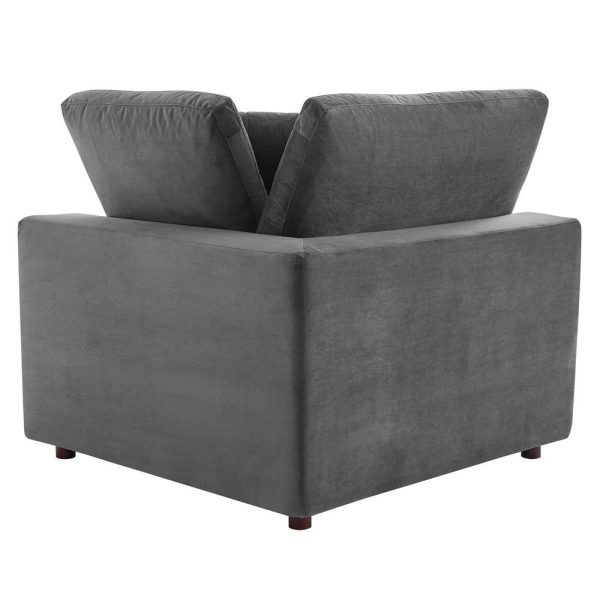 Modway Commix Modular Sofa, Corner Chair, Gray Performance Velvet Online now - Image 2