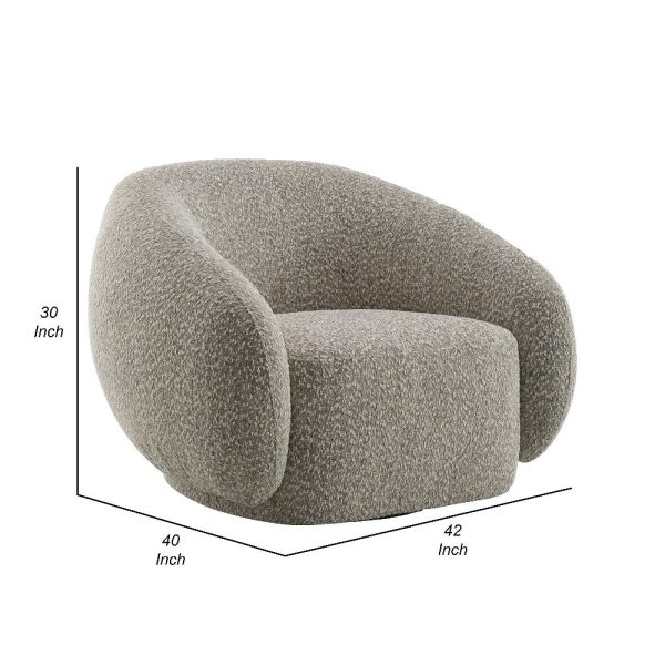 Keanu Swivel Accent Chair, Plush Round Cloudlike Design, Brown Boucle Online now - Image 5