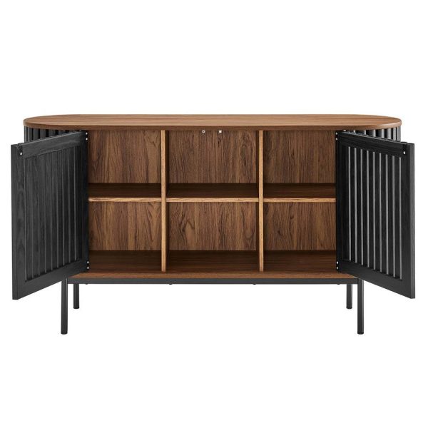 Modway Fortitude 59” Oval Sideboard Buffet Table Stand in Walnut Black-Supports TVs up to 65 inches, OneSize Sale - Image 5