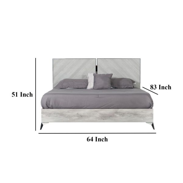 Jecky King Size Bed, Low Profile, Angled Legs, Italian Inspired Gray Fashion - Image 4