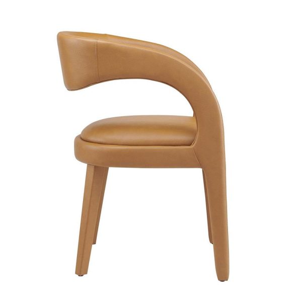 Modway EEI-6561-TAN Pinnacle Vegan Leather Dining Chair Set of Two, Tan For Cheap - Image 2