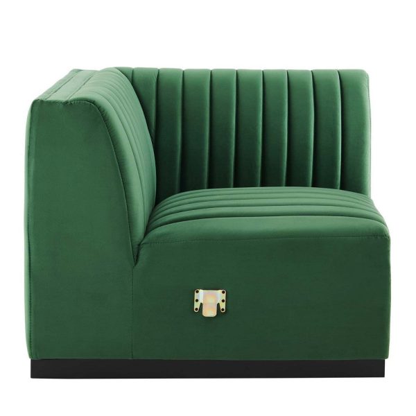 Modway Conjure Modern Channel Tufted Velvet Left Corner Chair in Emerald Green Cheap - Image 2